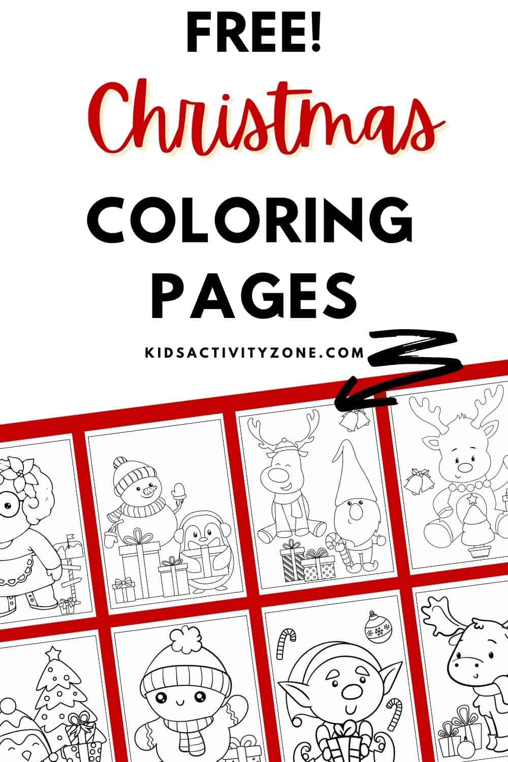 Christmas Coloring Pages are a fun and FREE activity to get in the holiday spirit. This is a collection of 12 different coloring pages that are whimsical and cute. Print them off for classroom parties, fun at home or holiday gatherings!