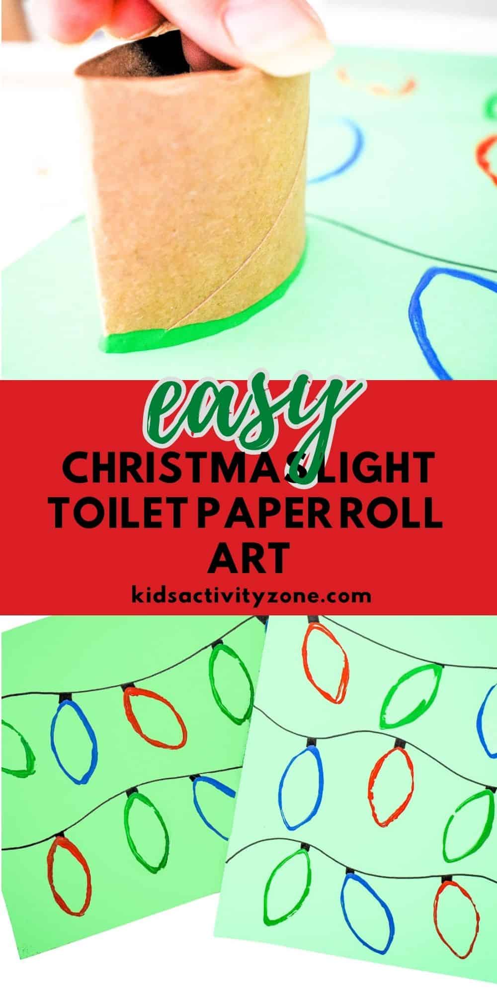 A quick and easy holiday craft for little hands! This adorable Christmas Lights Cardboard Roll Stamp Art is easy to make with minimal prep and supplies. It's great for young children and perfect for keeping them busy and entertained!