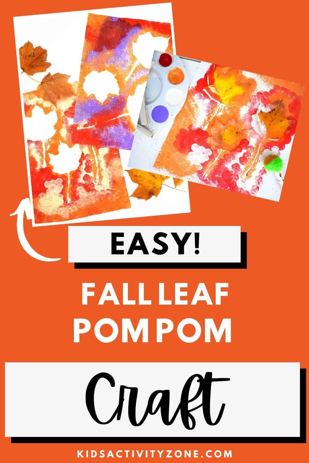 This easy fall craft is so fun to do with toddlers, preschools and young kids. Grab the pom poms, paint and leaves to make this easy fall leaf art!