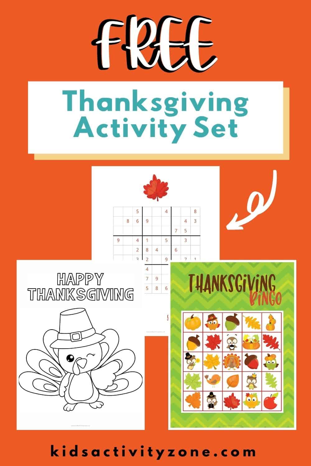 Free Thanksgiving Activities Printable set is the perfect entertainment for holiday parties. It included Bingo, Coloring Pages, Sudoku puzzles, Word Searches and more!