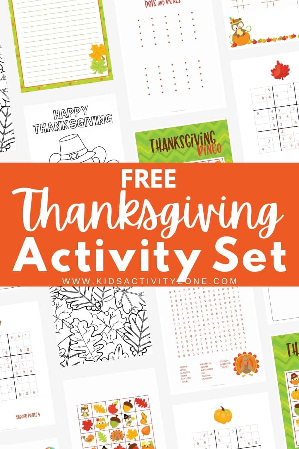 Thanksgiving Activities Printable Set is a free set of Thanksgiving Bingo, Word Search, Sudoku puzzles, Tic Tac Toe and more! It's the perfect after Thanksgiving meal entertainment or for holiday parties.