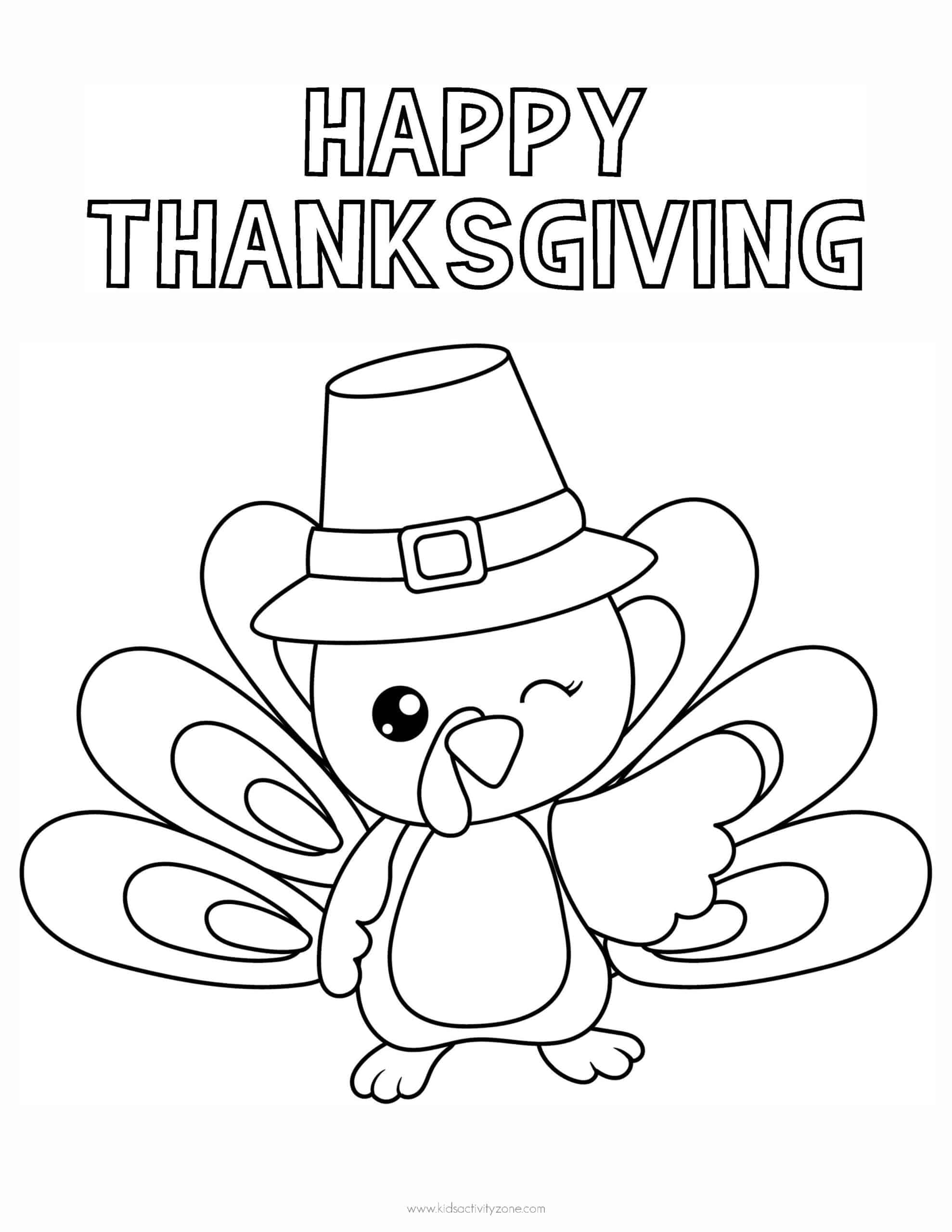 happy thanksgiving turkey coloring pages