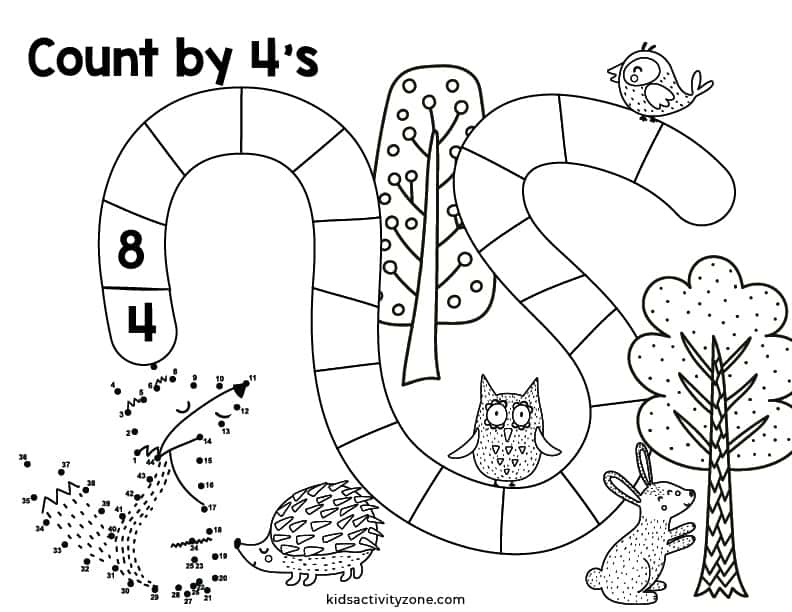 Skip Counting by 4s Worksheet