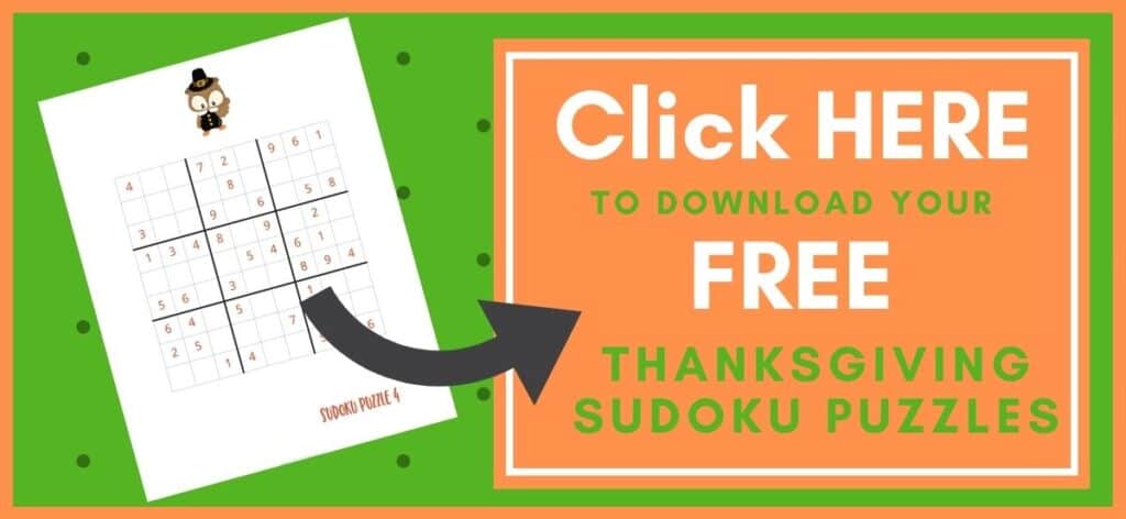 Thanksgiving Sudoku Printable Button