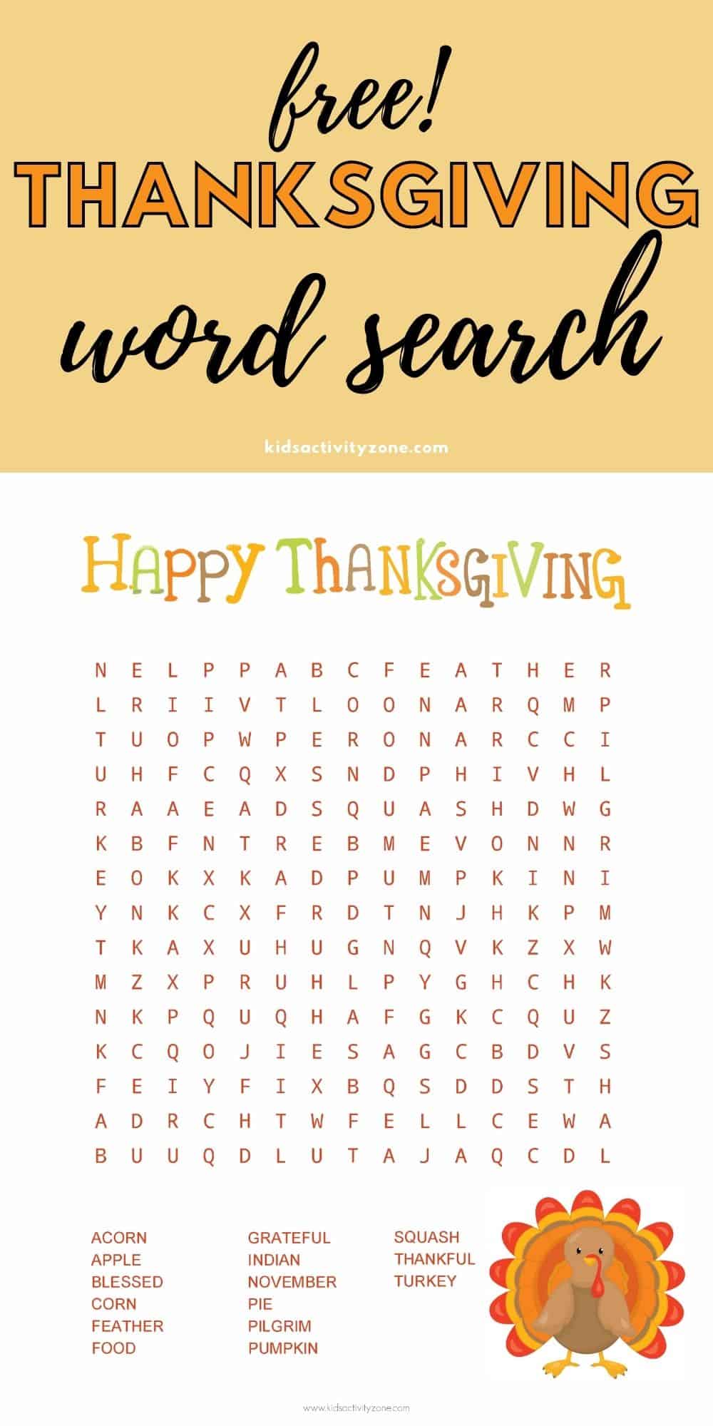 This free printable Thanksgiving Word Search is the perfect Thanksgiving party activity for both young and old. Great for when you are hosting holidays to entertain guests before or after your meal or the perfect entertainment for a classroom party. 