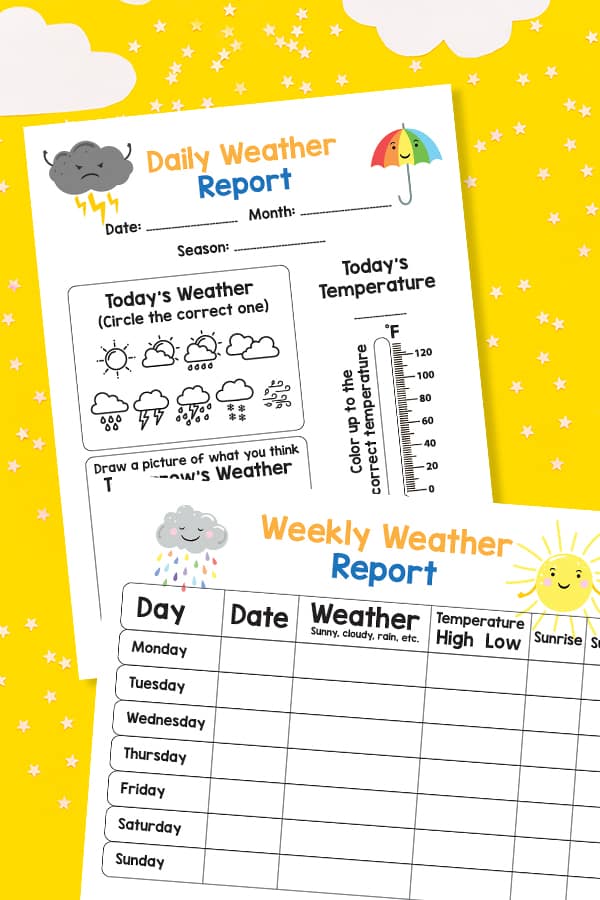 These free printable weather charts will help you track today's weather including the temperature, season, predicting tomorrow's weather and more!