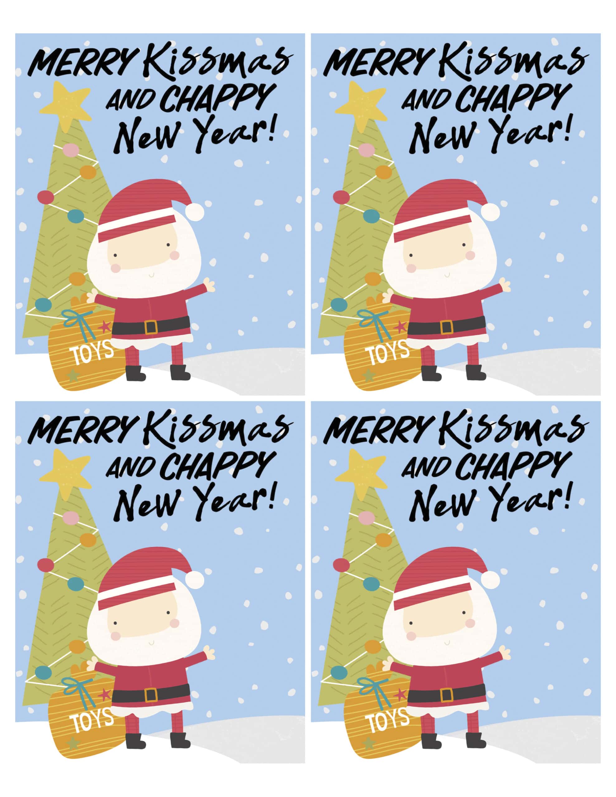 Set of four Merry Kissmas Chapstick Gift Tags