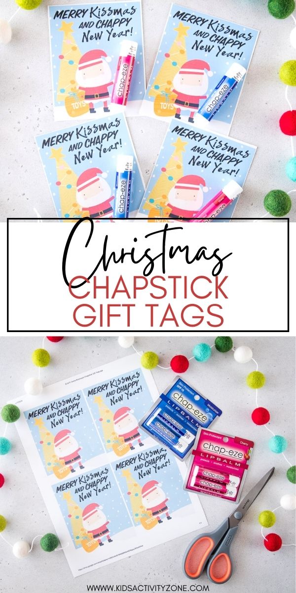 Need an inexpensive and fun Christmas present idea? Grab these adorable printables and pair them with a chapstick to make a fun gift with the theme "Merry Kissmas Chapstick & Chappy New Year"! This chapstick gift idea is great for stocking stuffers, kids gifts, teacher gifts and more.