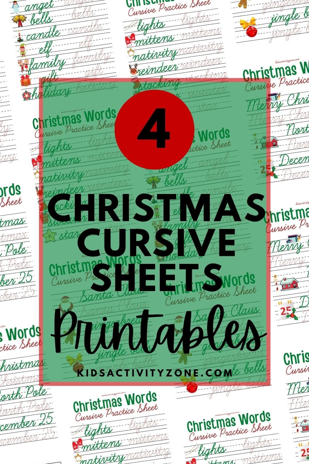 Learn and have fun with these free printable Christmas Words Cursive Practice Sheets. They combine handwriting and spelling practice. 
