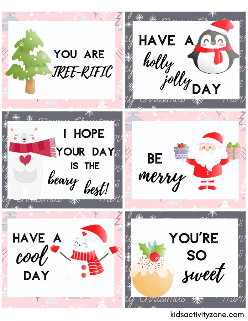 Christmas Lunchbox Notes Sheets printable