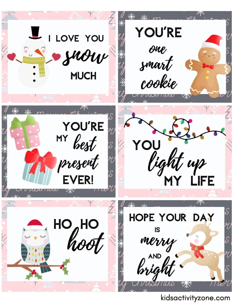 Christmas Lunchbox Notes Sheet