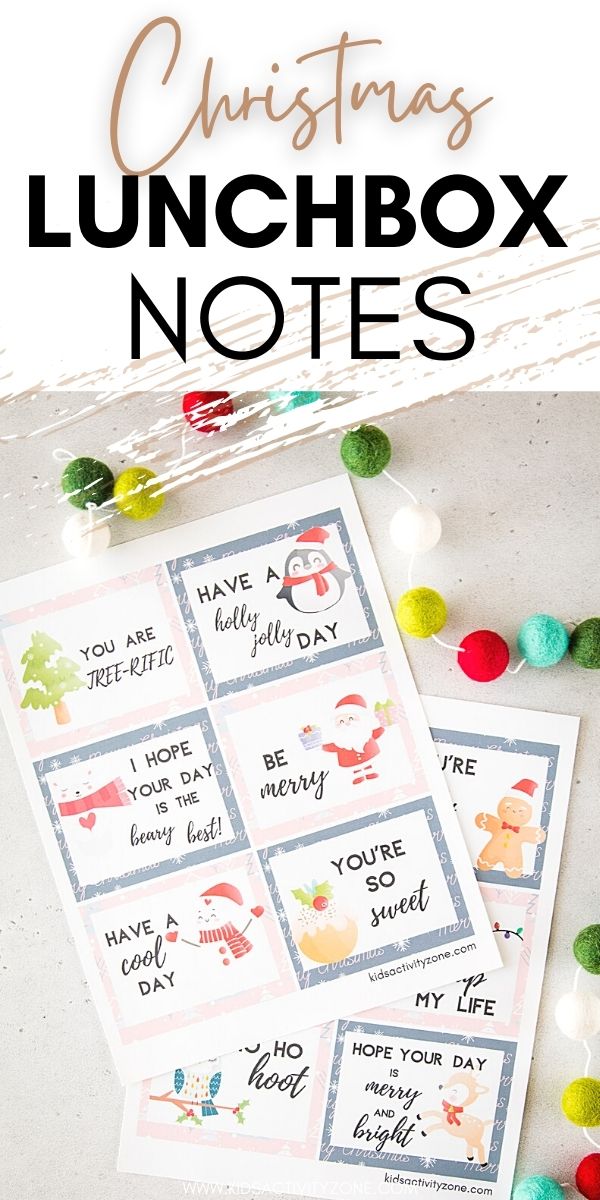 Send a sweet note in your child's lunch box with these free printable Christmas Lunchbox Notes. A total of 12 different notes and perfect to send before Christmas to let them know you love them!