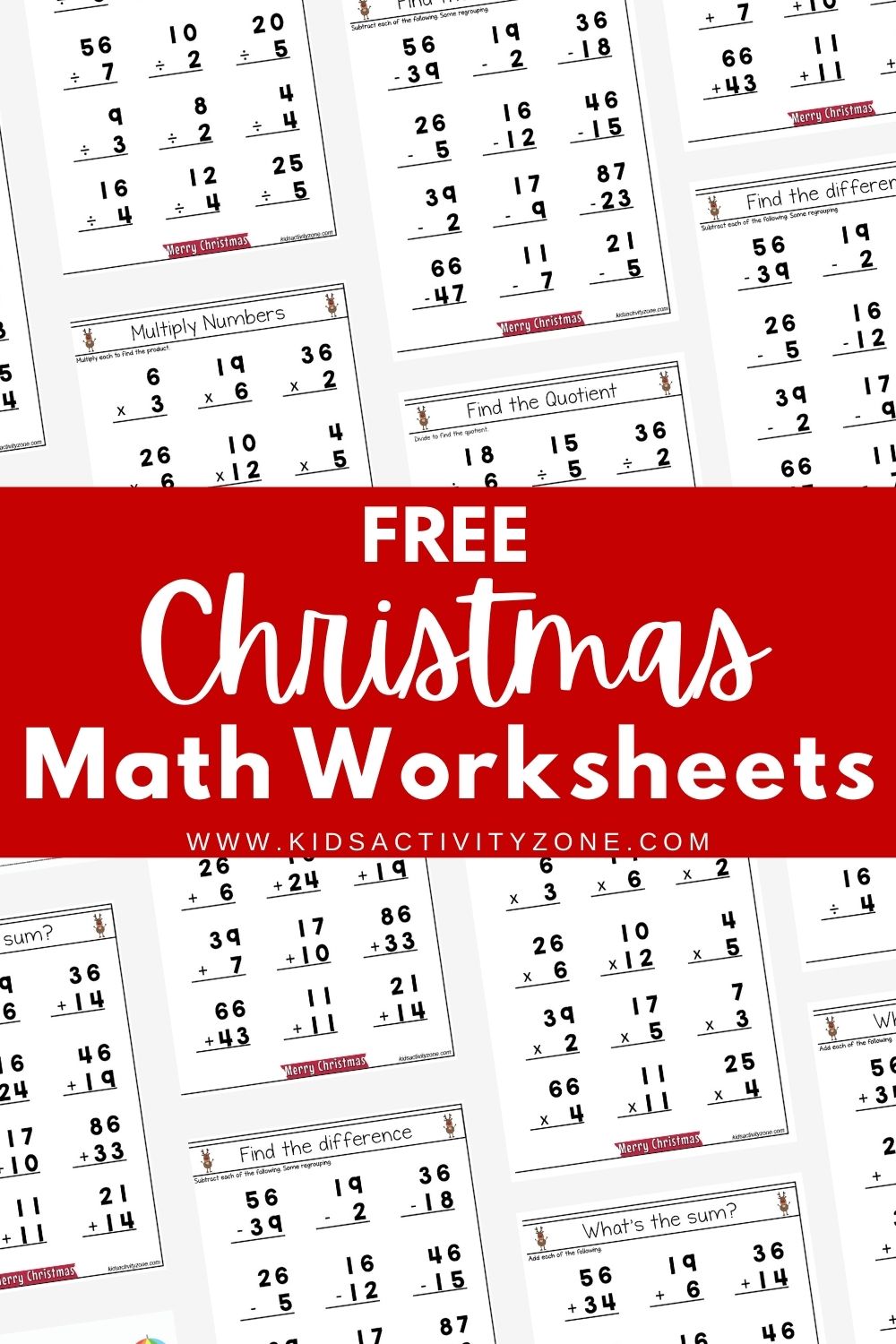 Math is more fun when it's Christmas Themed! These fun Christmas Math Worksheets are perfect for middle elementary children. This math packet includes a page of addition, subtraction, multiplication and division. Makes a great packet to send home on winter break too!