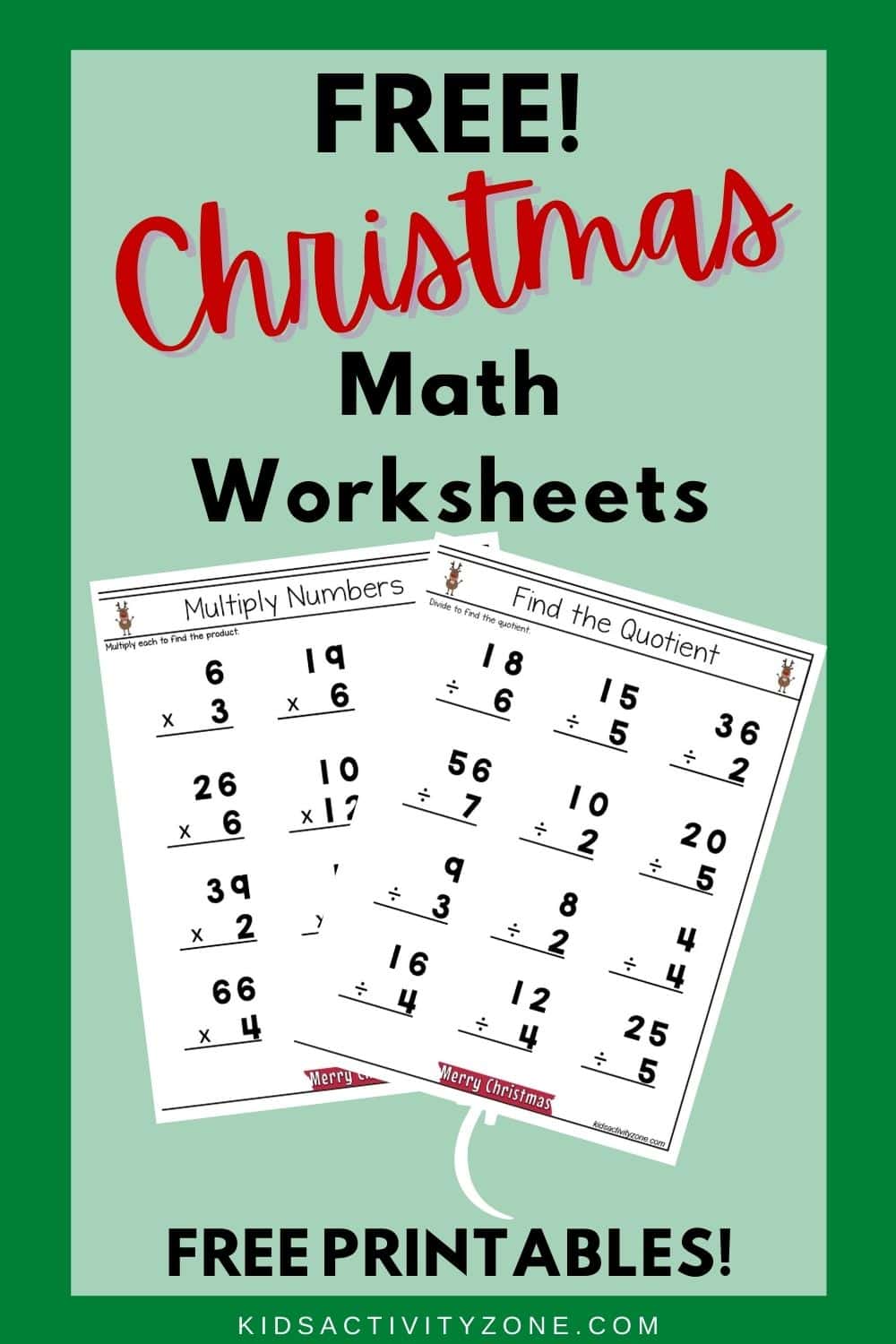 Christmas Math Worksheets including pages of subtraction, addition, division and multiplication. This math packet is geared towards third graders, but is great for excelled second graders or a great review for fourth grade of if kids need a little extra practice! 