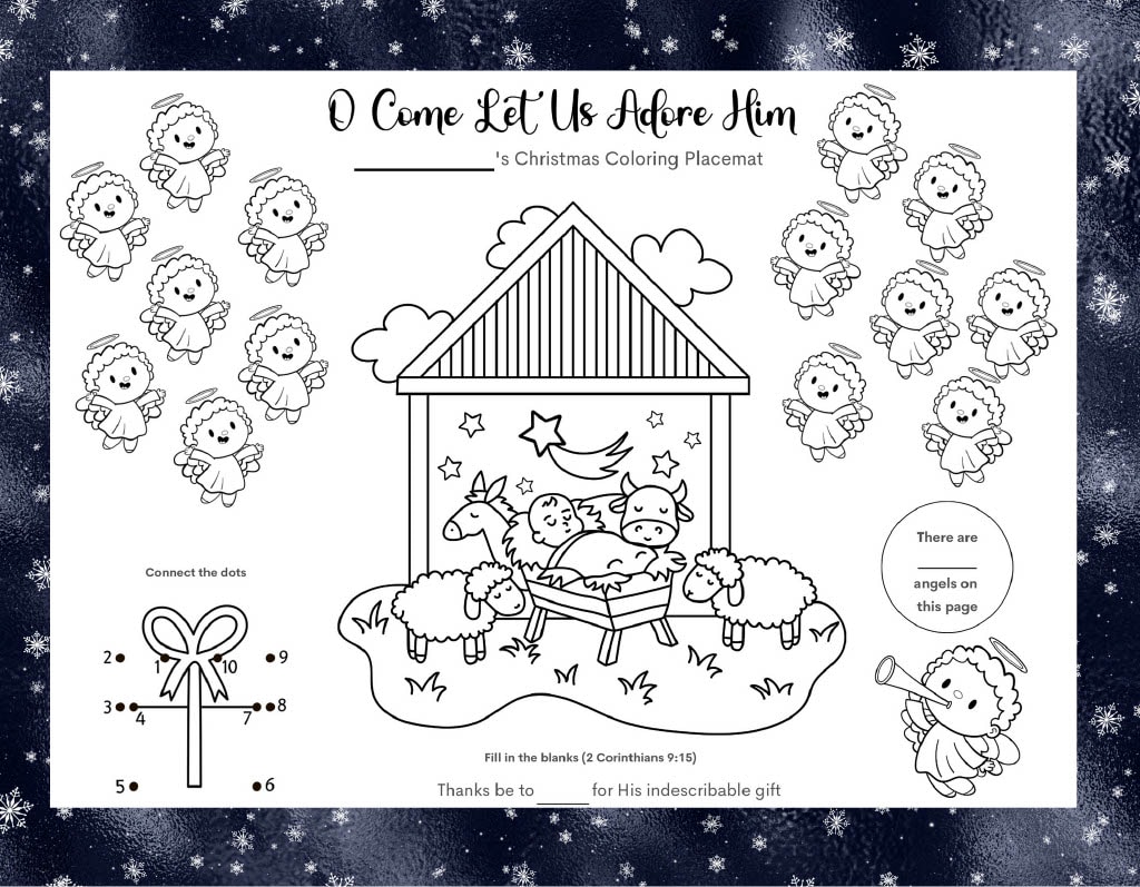Nativity Christmas Activity Placemat 2
