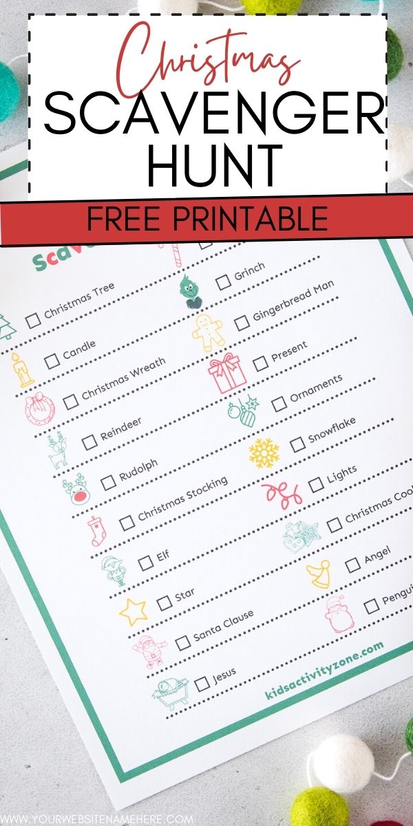 Free Scavenger Hunt Printable with a Christmas Theme. This scavenger hunt can be used in so many ways including around the house, while looking at lights, as a game with friends and family in different locations and more! 