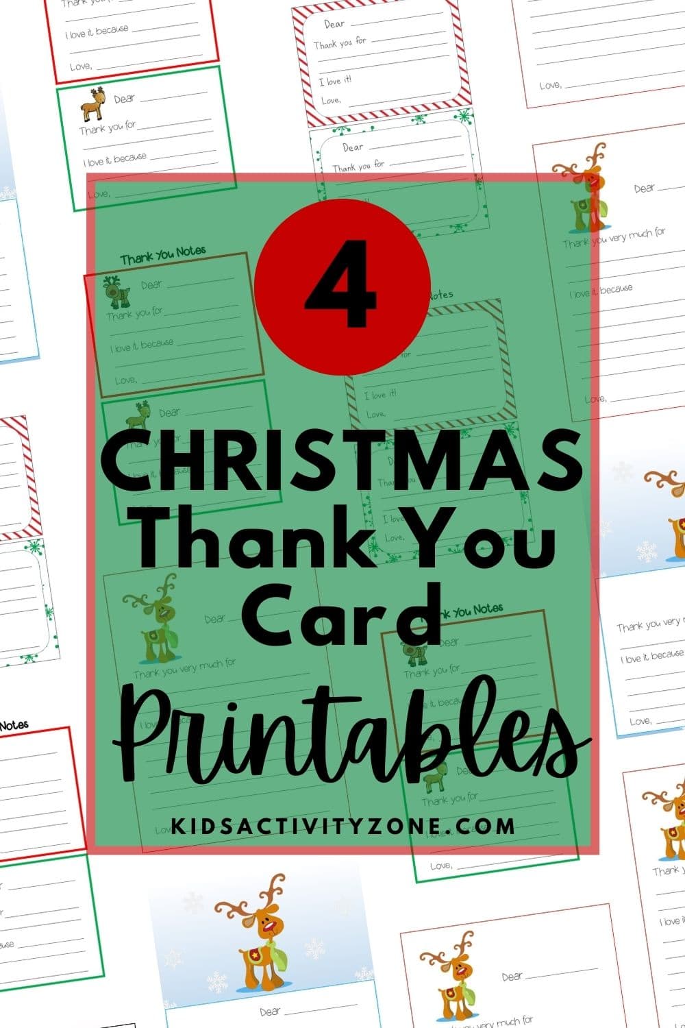 Free printable Christmas Thank You Cards for Kids are the perfect way to send a thank you note! It's a fill in the blank printable to teach children how to write a thank you letter.