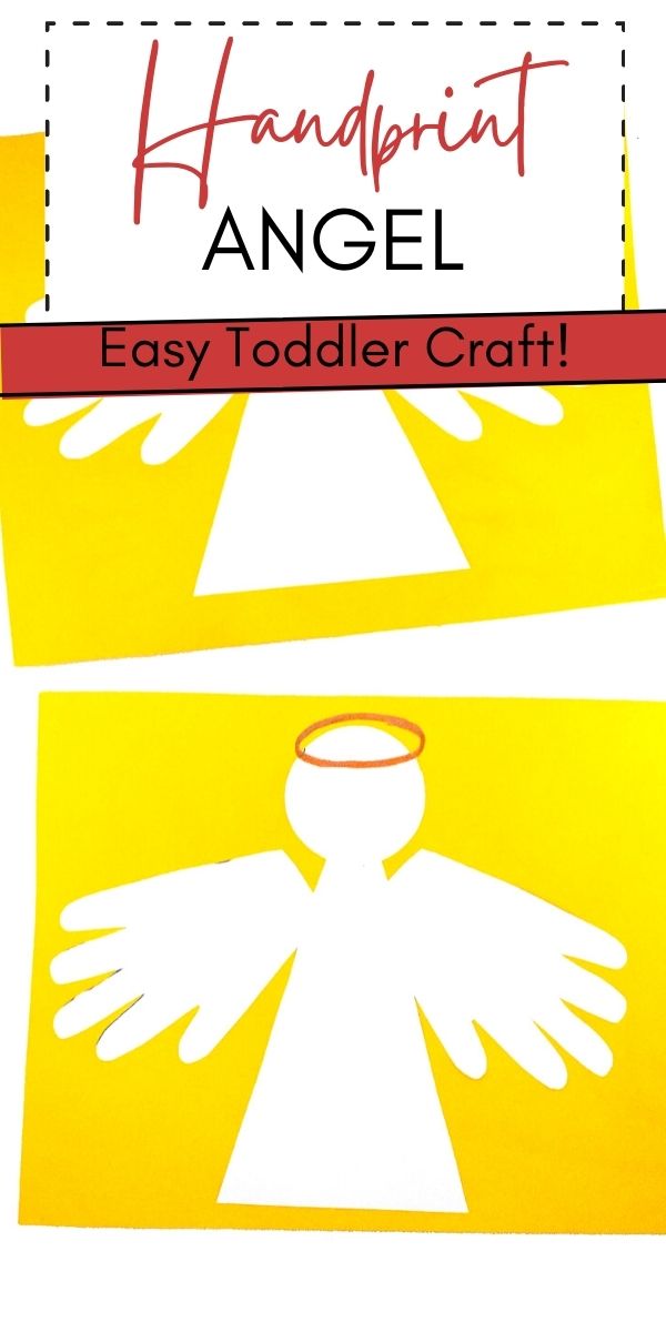 Cute and easy Handprint Angel craft is perfect for toddlers and preschoolers. It's  a quick craft that doesn't require much prep time. Perfect for short attention spans.
