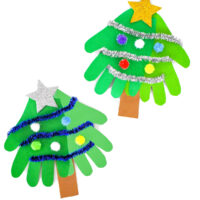 Two sets of Handprint Christmas Tree Craft
