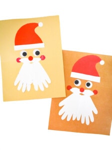 Two Handprint Santa Claus Craft on white background