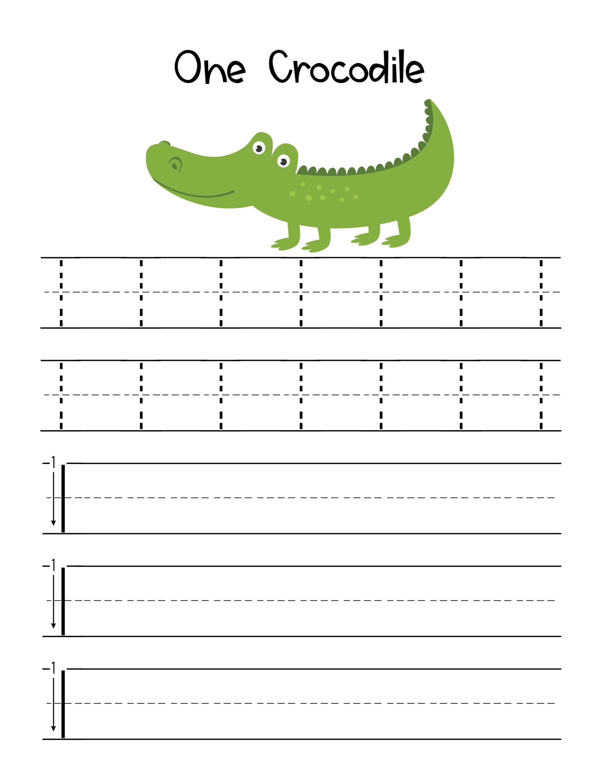 Crocodile Number One Printable Image
