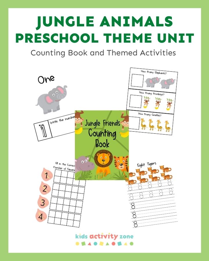 Jungle Animals Preschool Unit - Counting Book Featured Image