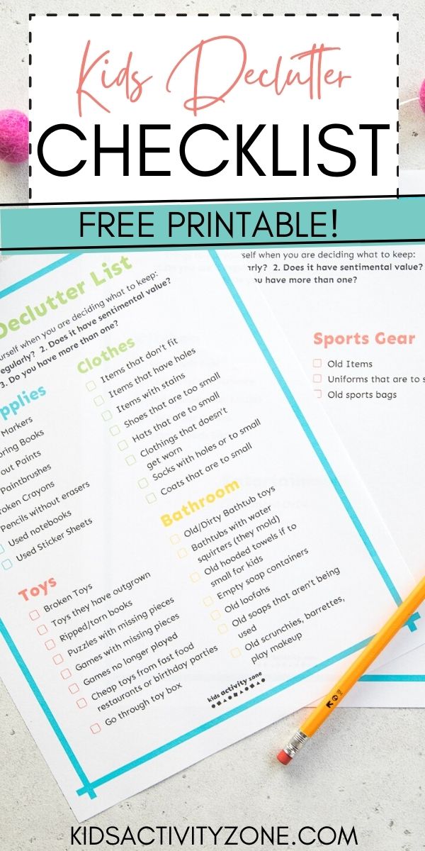 Time to clean and declutter? Teach the kids how to help clean and declutter with this free Kids Decluttering Checklist. They can learn to be responsible for their own things with a simple checklist to go through.