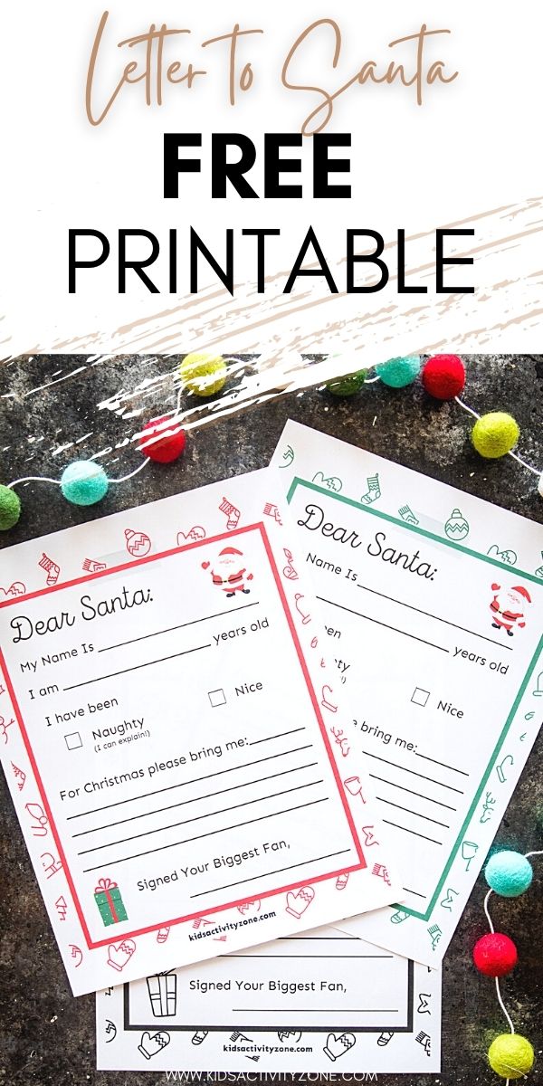 Quick and easy Letter to Santa Printable that's easy and free to download. Make it easy for young children to write a letter to Santa by filling in the blanks on this Santa Letter!