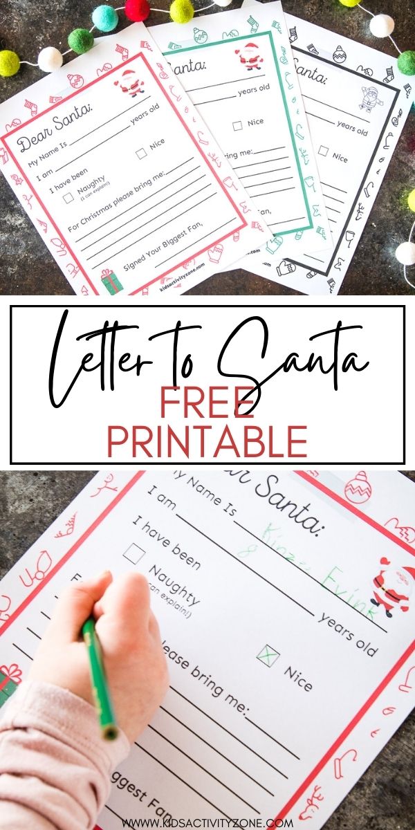 Make sure you child mails their letter to Santa this year with this quick and easy printable that's free to download. It's a template that makes it easy for young children to fill out and give or mail their letter to Santa during Christmas!