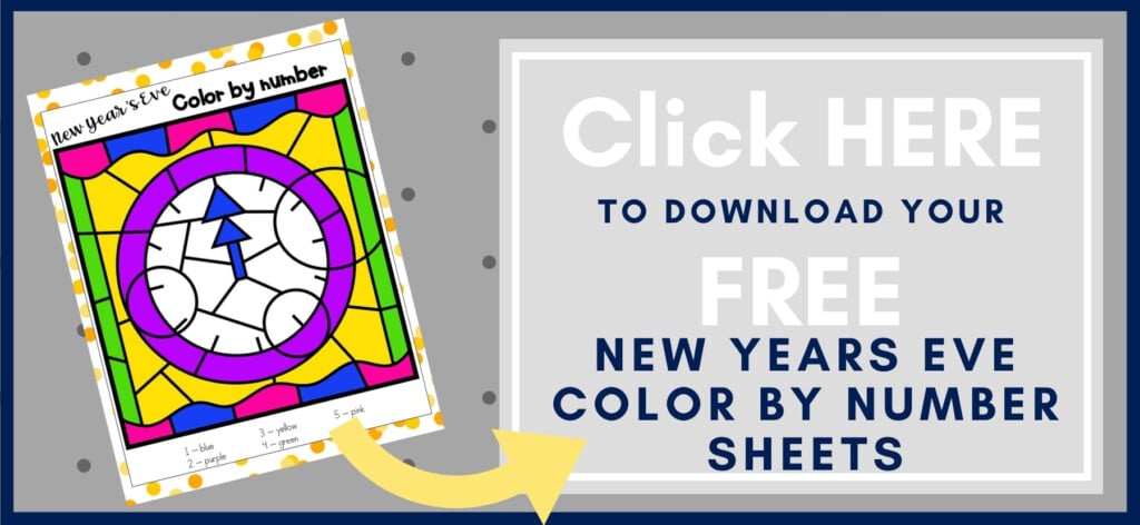 New Year's Eve Color By Number Sheets Printable Button