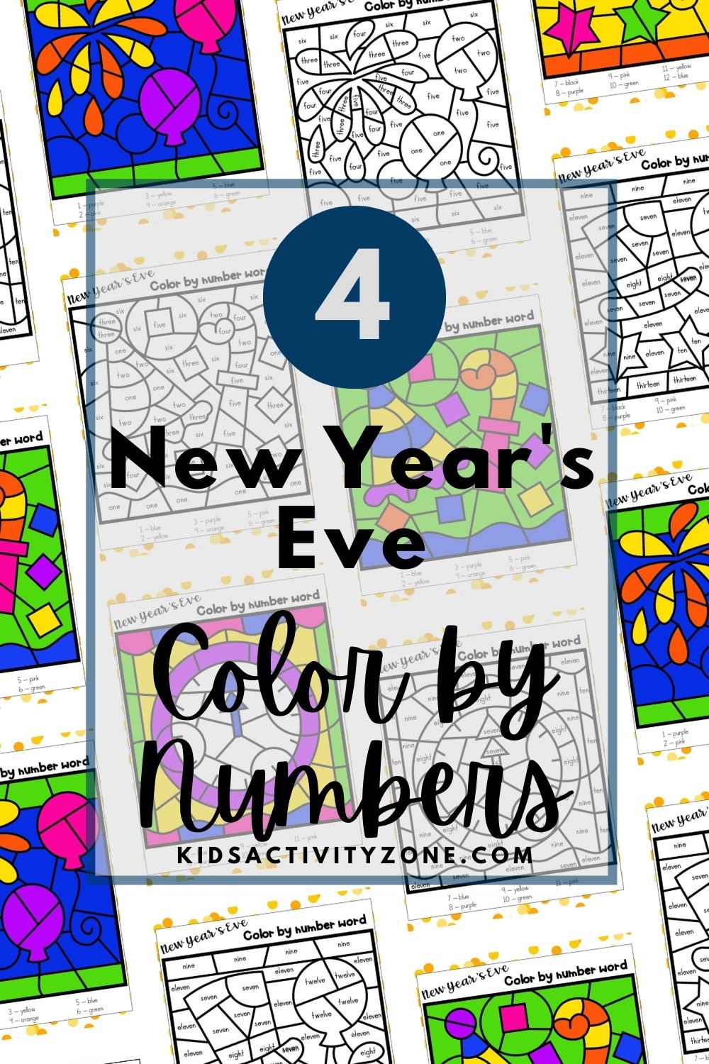 New Year's Eve Color By Number Printables are a fun and easy way to entertain children! They are available with the digits or words depending on children ages. 