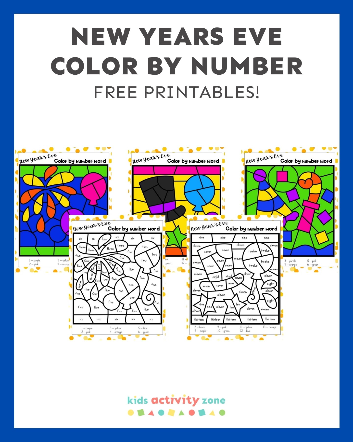 Free Printable New Year's Eve Color by Number Pages - The Artisan Life