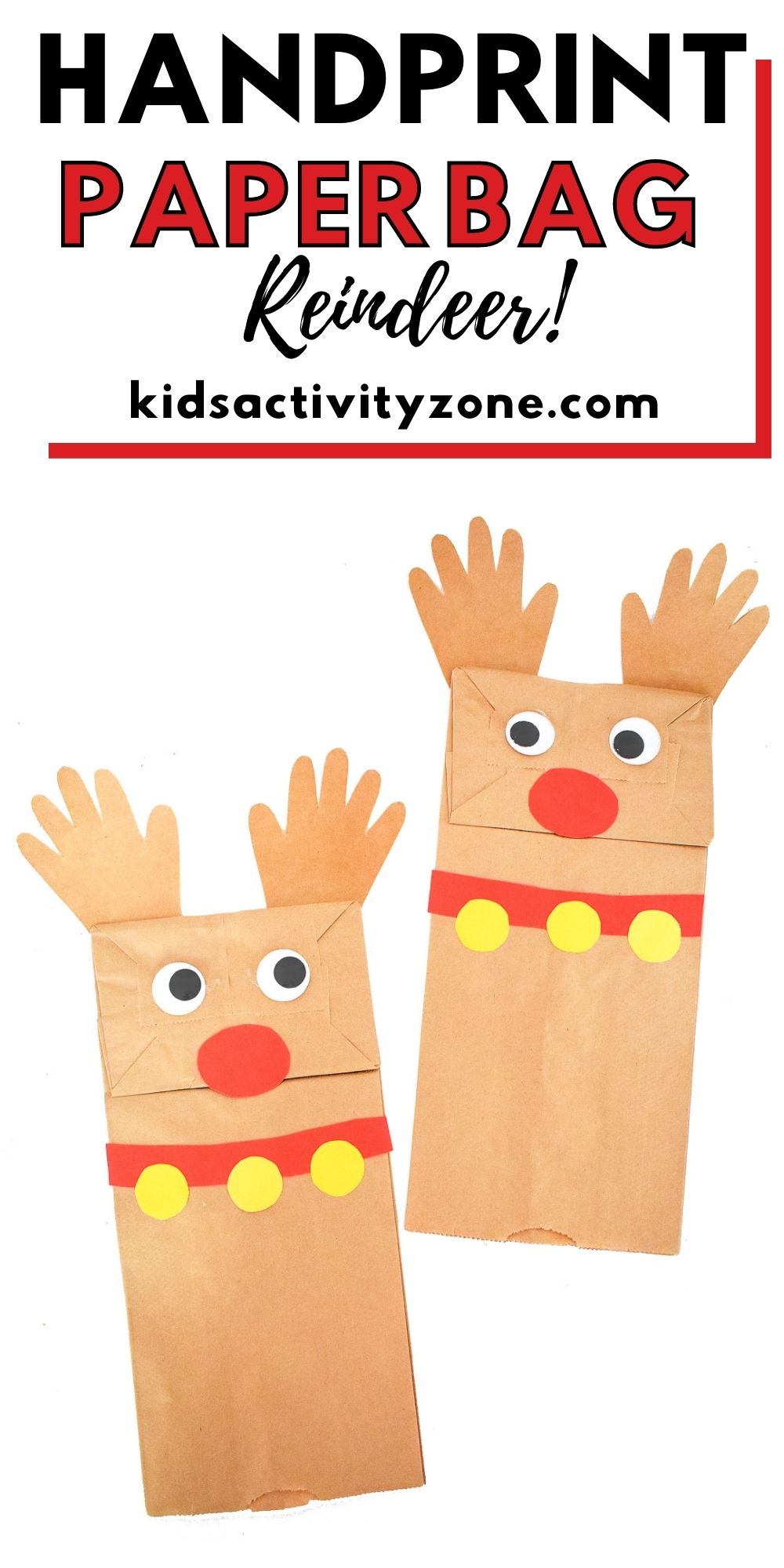 Paper Bag Handprint Reindeer Craft is a cute, fun and easy craft for the holidays. It's perfect for toddlers and preschools. With minimal supplies need it makes for an easy Christmas craft anyone can do or a great craft for school.