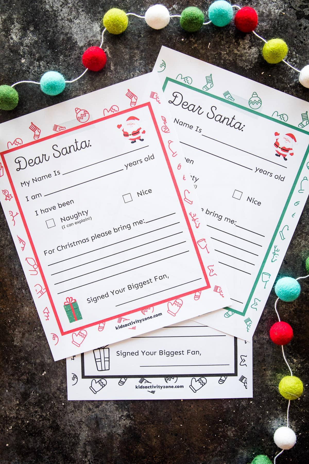 Three Santa Letter Templates for children to fill out