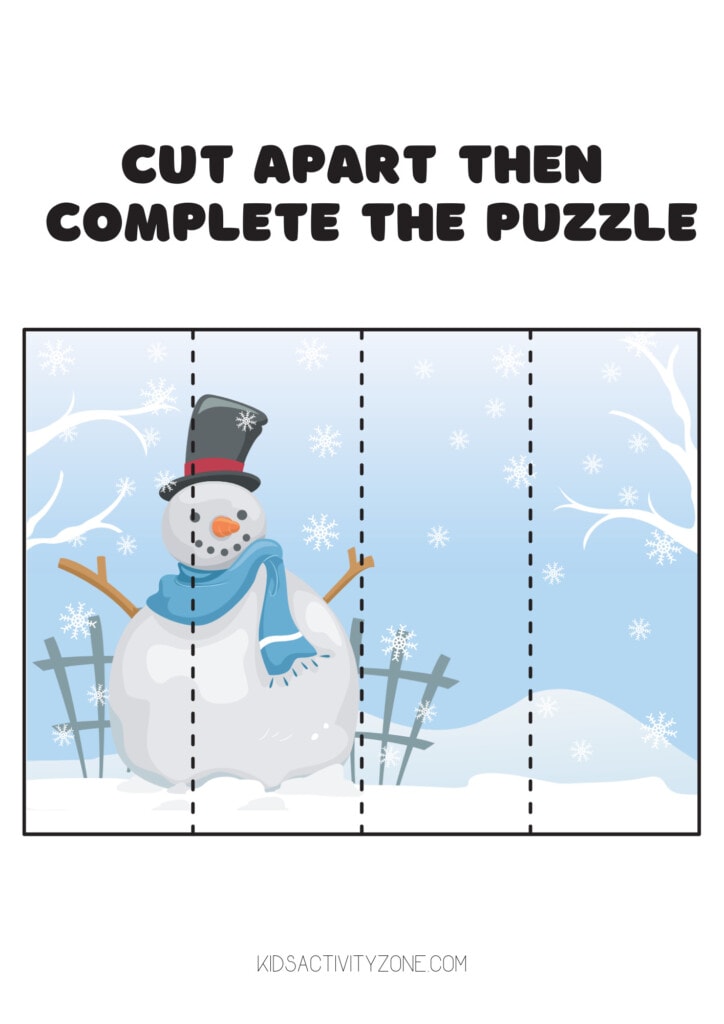 Cut Apart Snowman Puzzle Printable