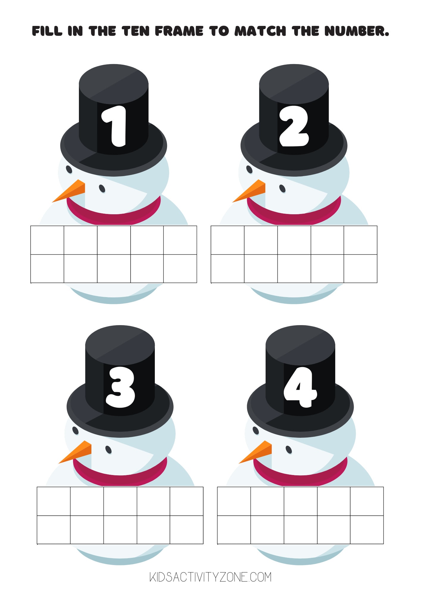 Snowman Fill in Frame 1-4 Printable