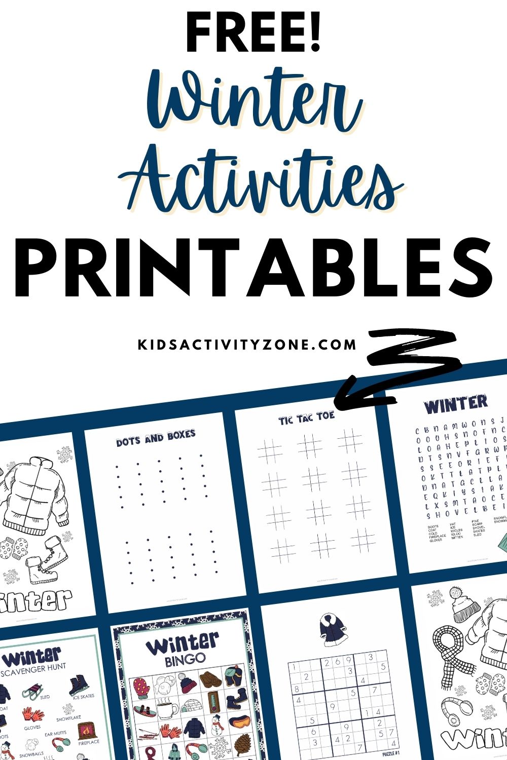 Bored this winter? Stuck indoors? Grab these free printables. Winter Bingo with calling card, Sudoku puzzles to challenge the brain, tic tac toe, and more! They will keep you entertained. Great for use in classrooms for fun, after kids have finished their works, centers and more!