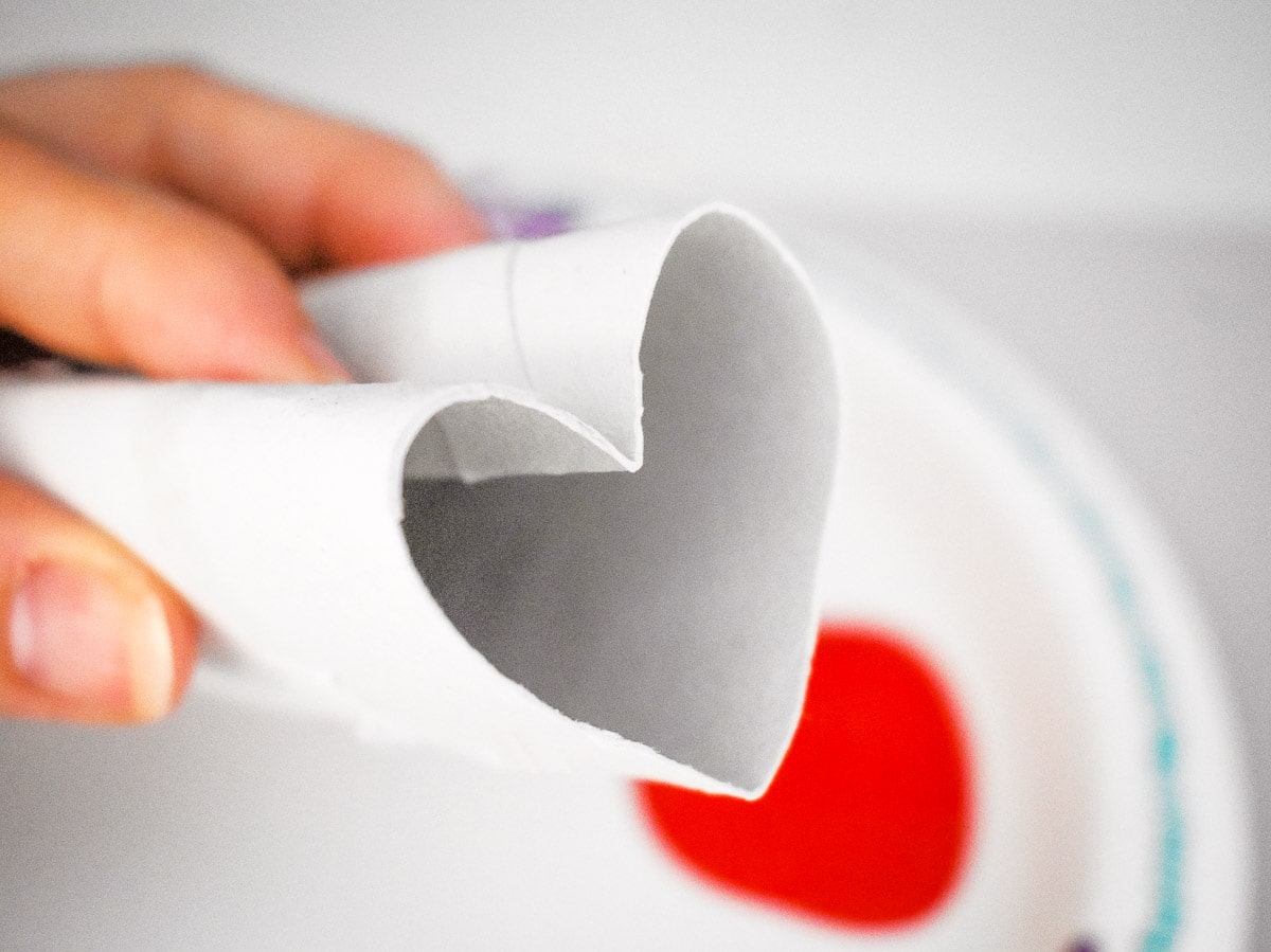 Toilet paper roll made into a heart shape