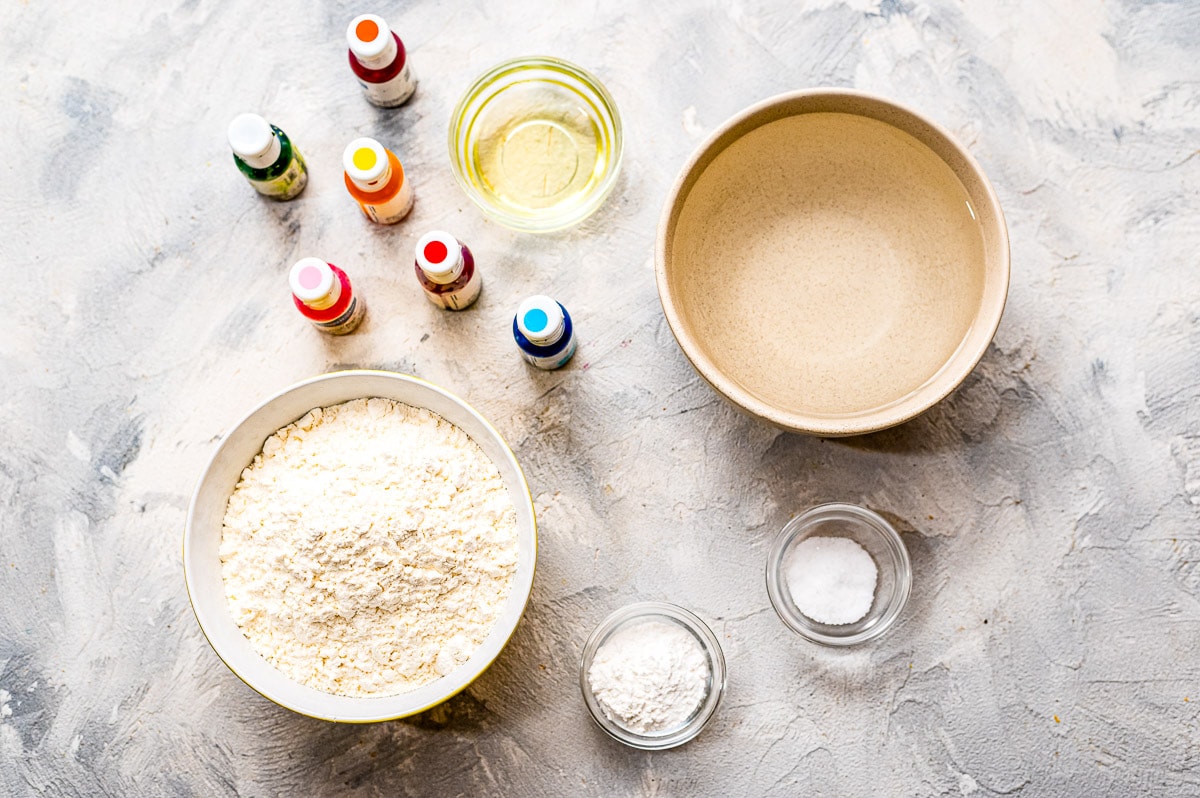 Overhead Image of Homemade Playdough Ingredients