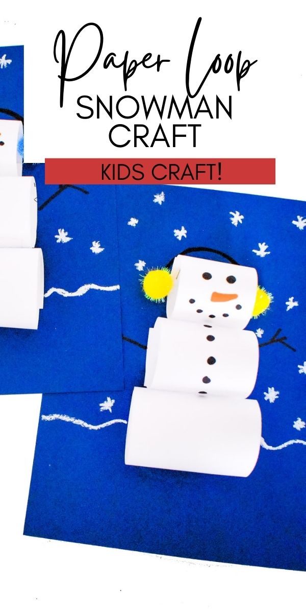 This Paper Loop Snowman Craft is so cute and easy to make! It's made with printer paper, markers, pom poms and cardstock. That's all you need! Make this quick and easy winter craft for kids today!