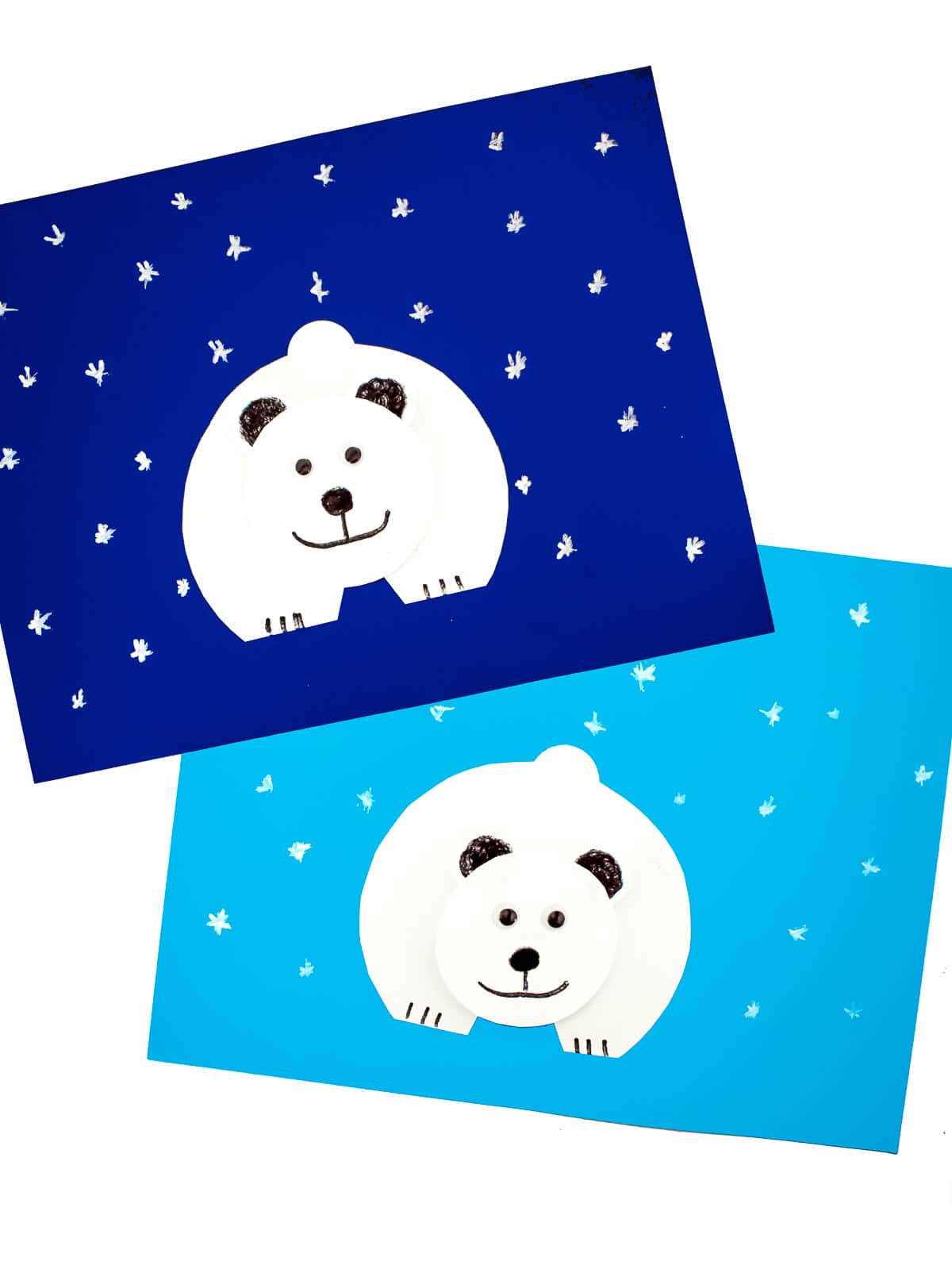 Two finished Polar Bear Paper Crafts