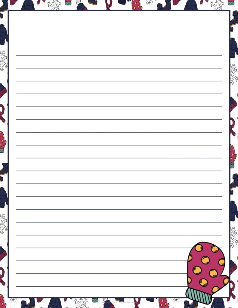 Printable Mitten Stationary Printable