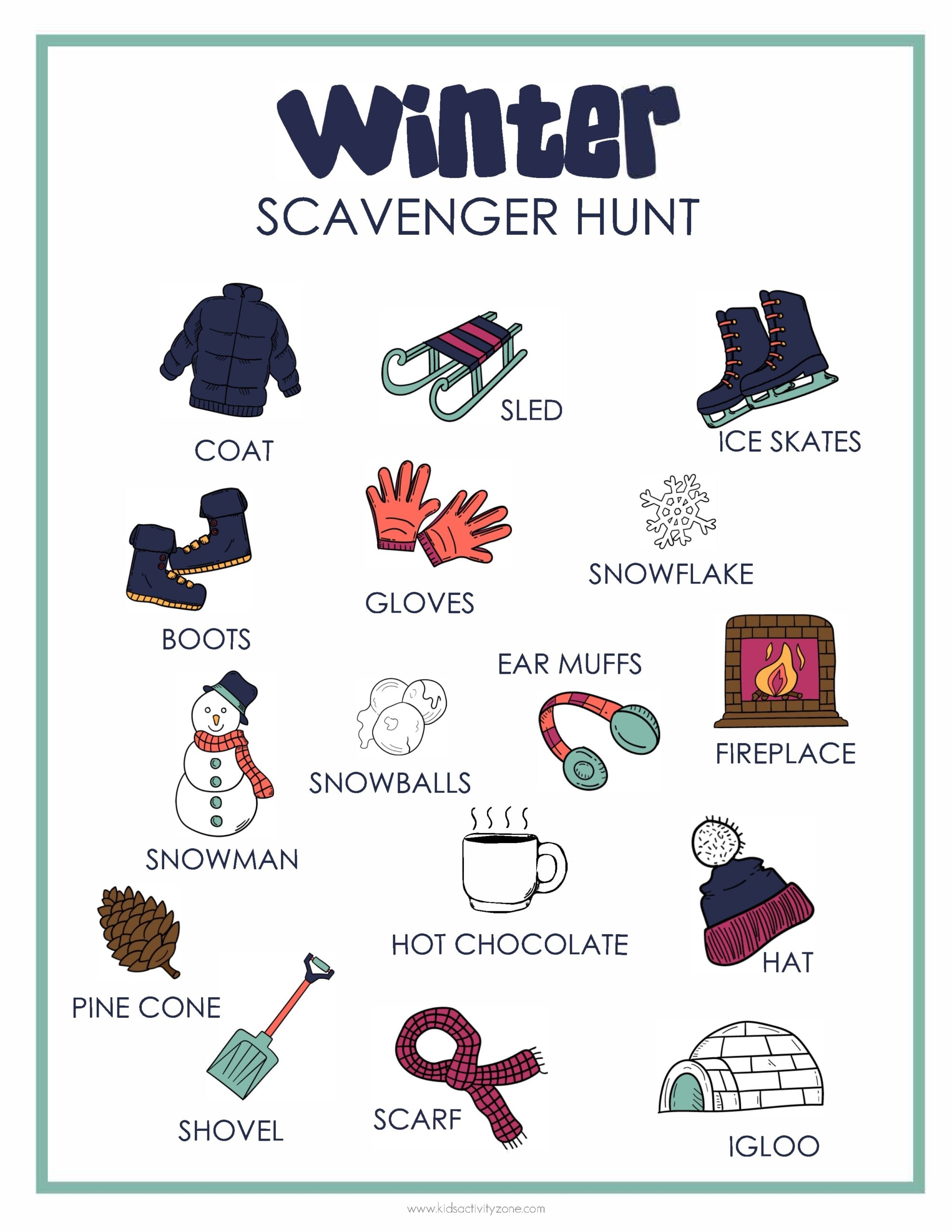 Winter Scavenger Hunt Printable Image