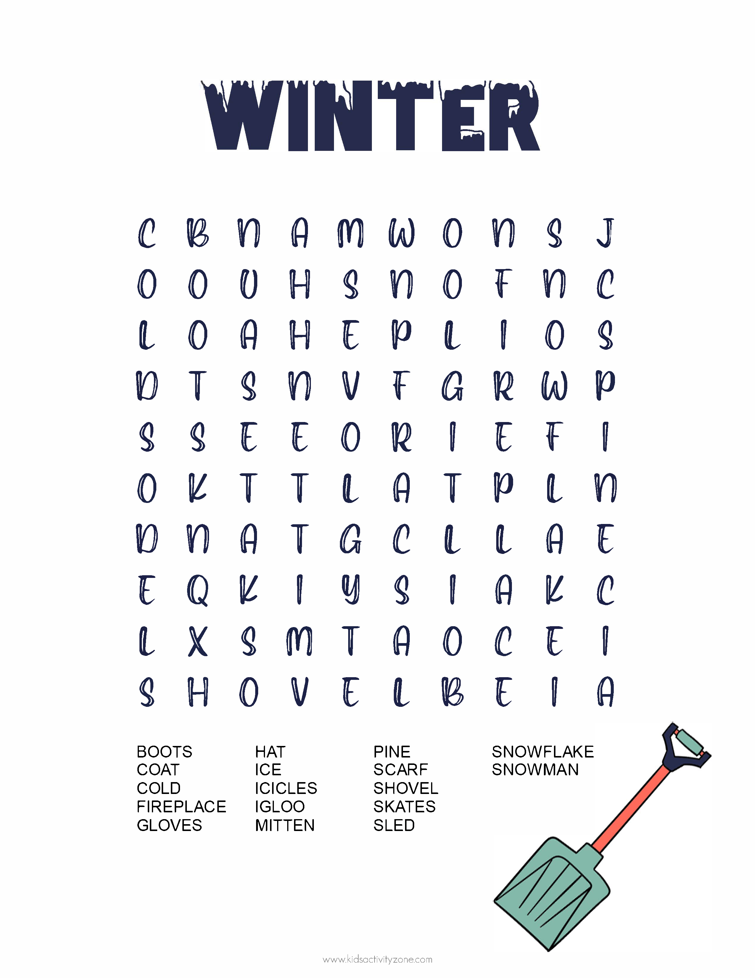 Winter Word Search Printable Image