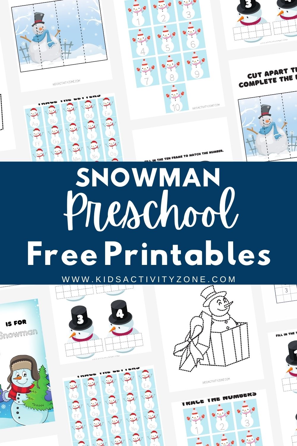 These print and go preschool worksheets are so easy to use at home or in the classroom. Snowman Preschool Activities Printable have a fun snowman theme to them to make your child look forward to learning! These worksheets include Tracing, Cutting, Practicing Letters and Numbers, Ten Frames and more!