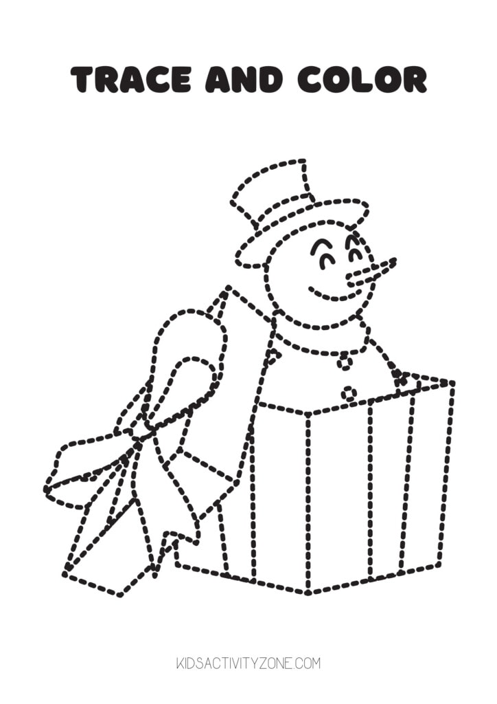 Trace and Color Snowman Printable