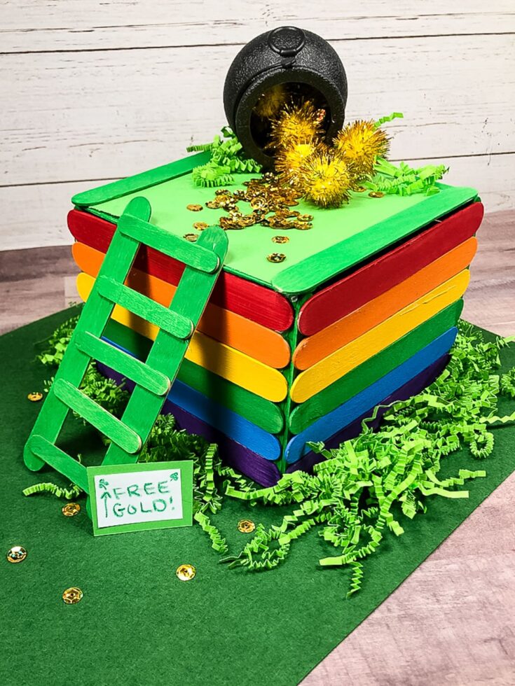 DIY Leprechaun Trap built with popsicle sticks