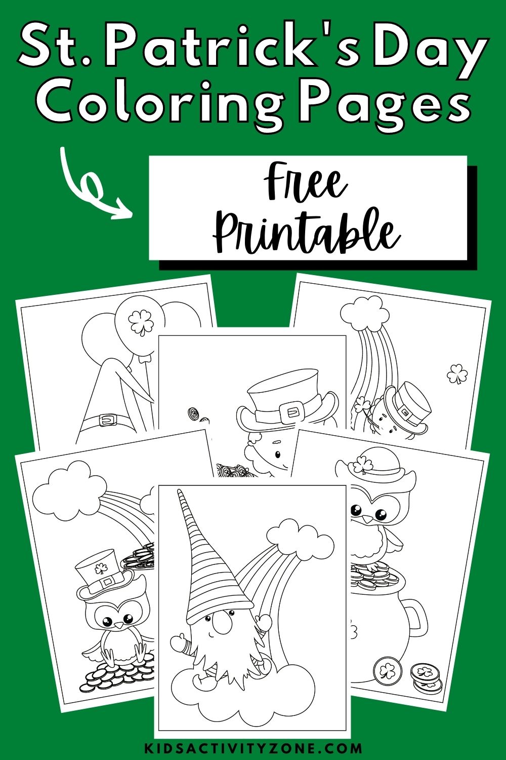 St. Patrick's Day Coloring Pages are cute and fun! Perfect to keep kids entertained at home or during St. Patrick's Day parties. They don't get any more adorable than these leprechauns, gnomes, owls with rainbows, cloves and gold!