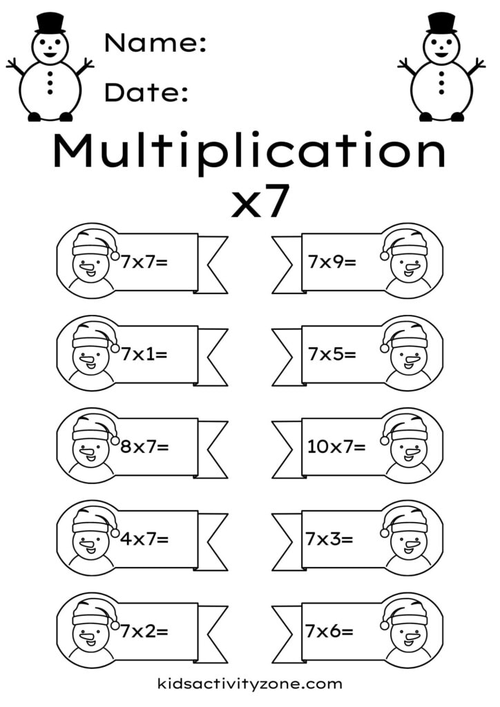 Multiplication Fact Worksheets for x7