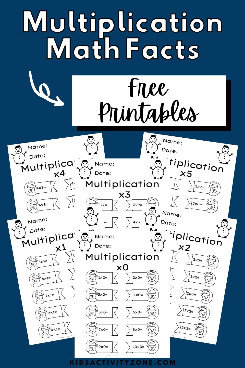 Free Printable for Multiplication Facts Worksheets! With a fun snowman theme these math facts including a page for each number from 0-10 are the perfect way to master multiplication facts!